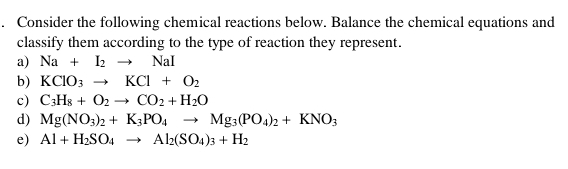 Consider the following chemical reactions below. | Chegg.com