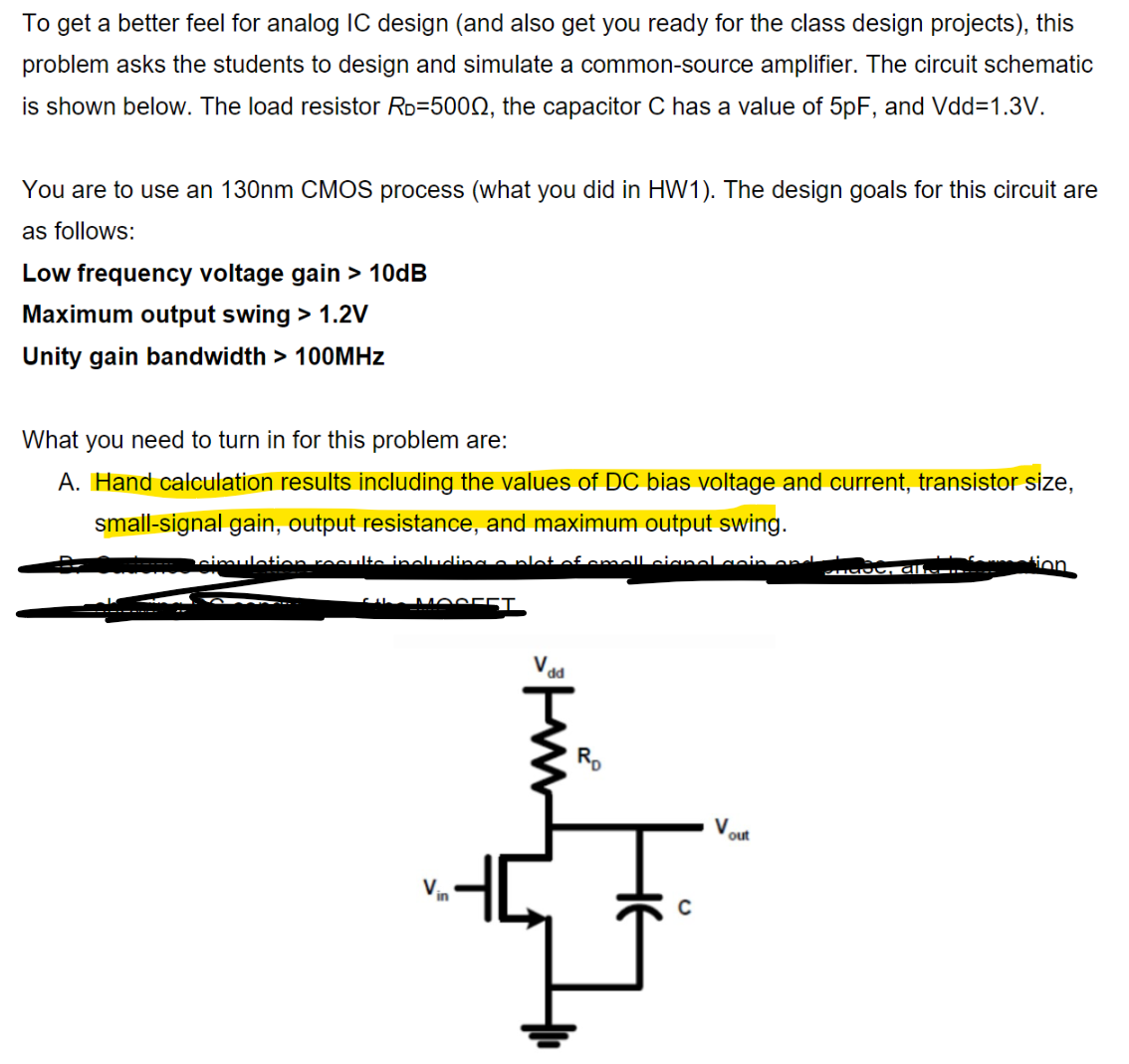 Solved To get a better feel for analog IC design (and also | Chegg.com