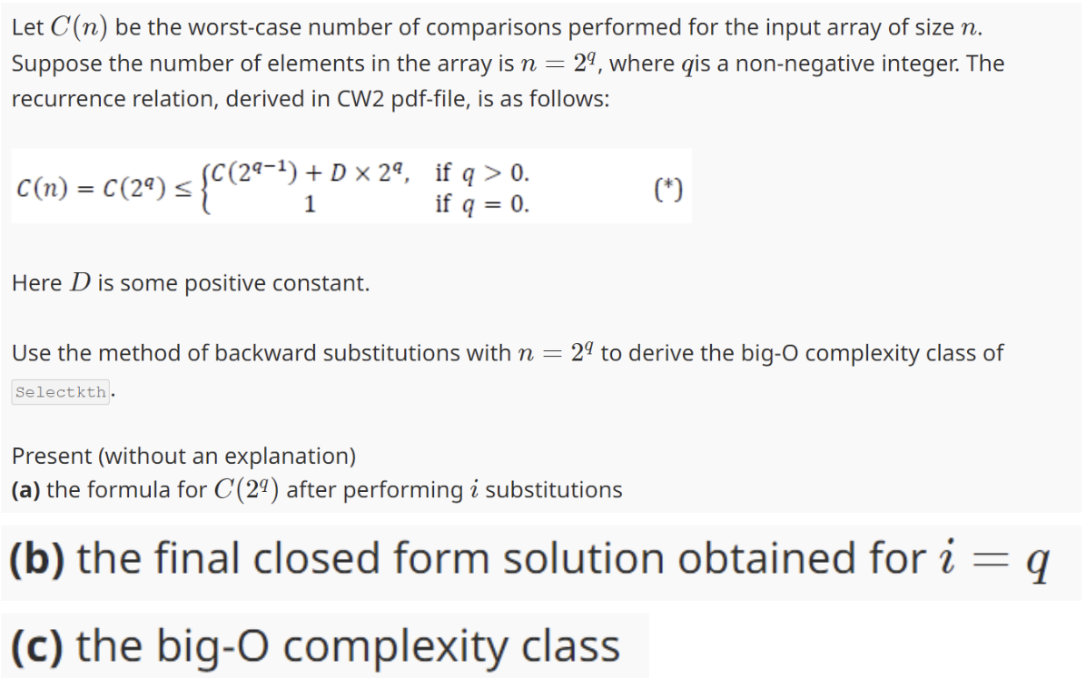 Solved Let C(n) Be The Worst-case Number Of Comparisons | Chegg.com