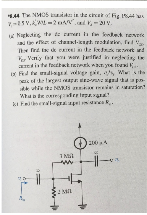 Solved *8.44 The NMOS transistor in the circuit of Fig. | Chegg.com