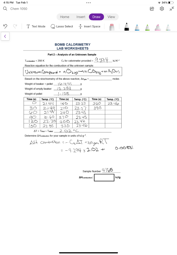 Solved 4 15 PM Tue Feb 1 34 A Chem 1050 03 Home Insert Draw Chegg