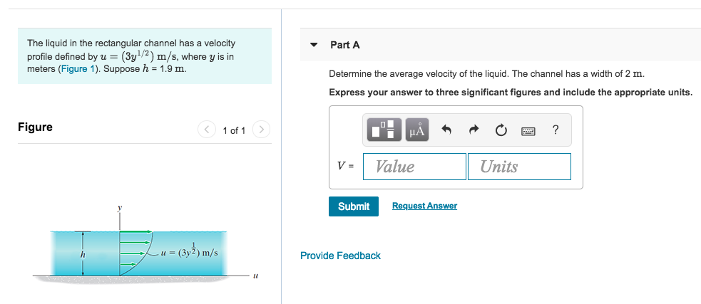 Solved The liquid in the rectangular channel has a velocity | Chegg.com