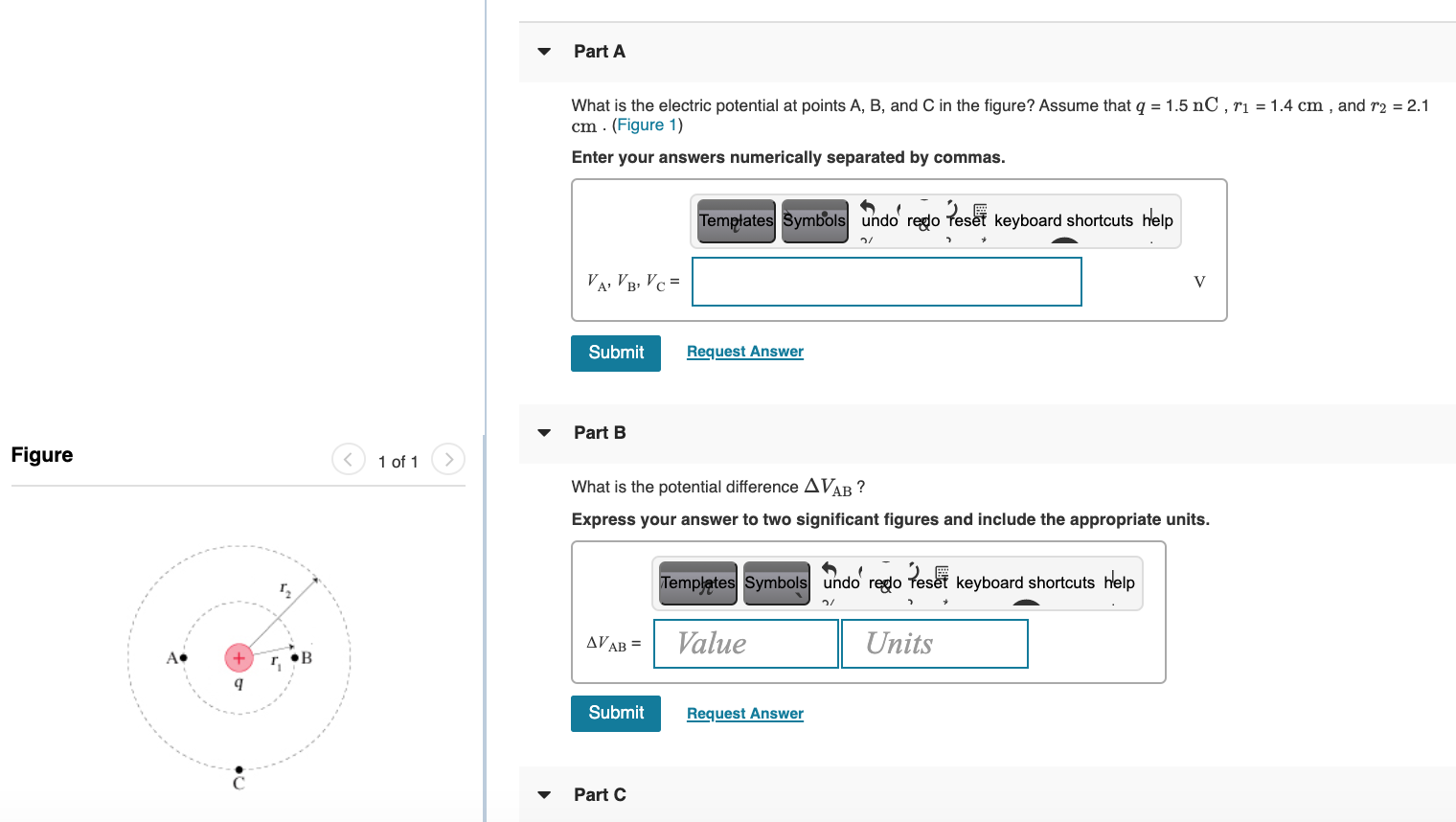 Solved Part A What Is The Electric Potential At Points A, B, | Chegg.com