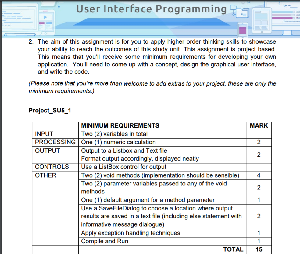 Solved User Interface Programming 2. The aim of this | Chegg.com