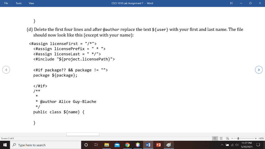 Solved File Tools View CSCI 1010 Lab Assignment 7 - Word - | Chegg.com