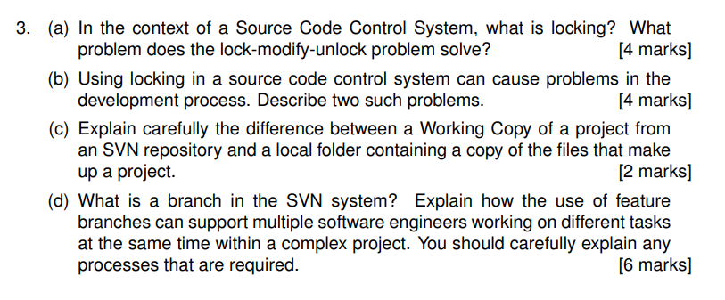 Solved 3. (a) In the context of a Source Code Control | Chegg.com