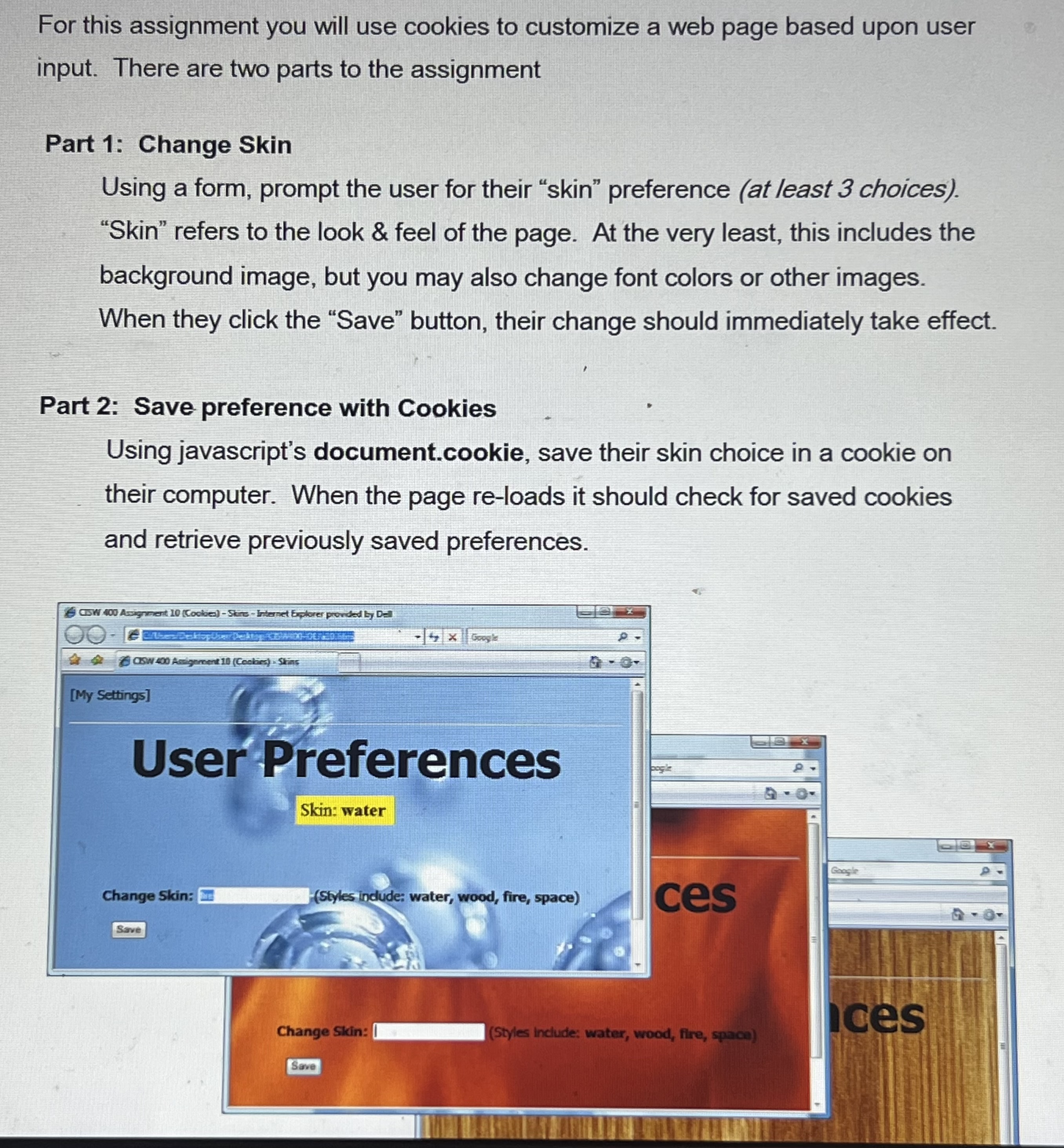 Solved For this assignment you will use cookies to customize | Chegg.com