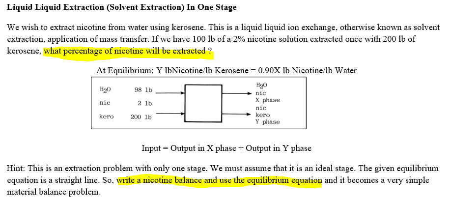 Solvent Extraction Problem Solved Liquid Liquid Extraction (Solvent Extraction) In One | Chegg.com