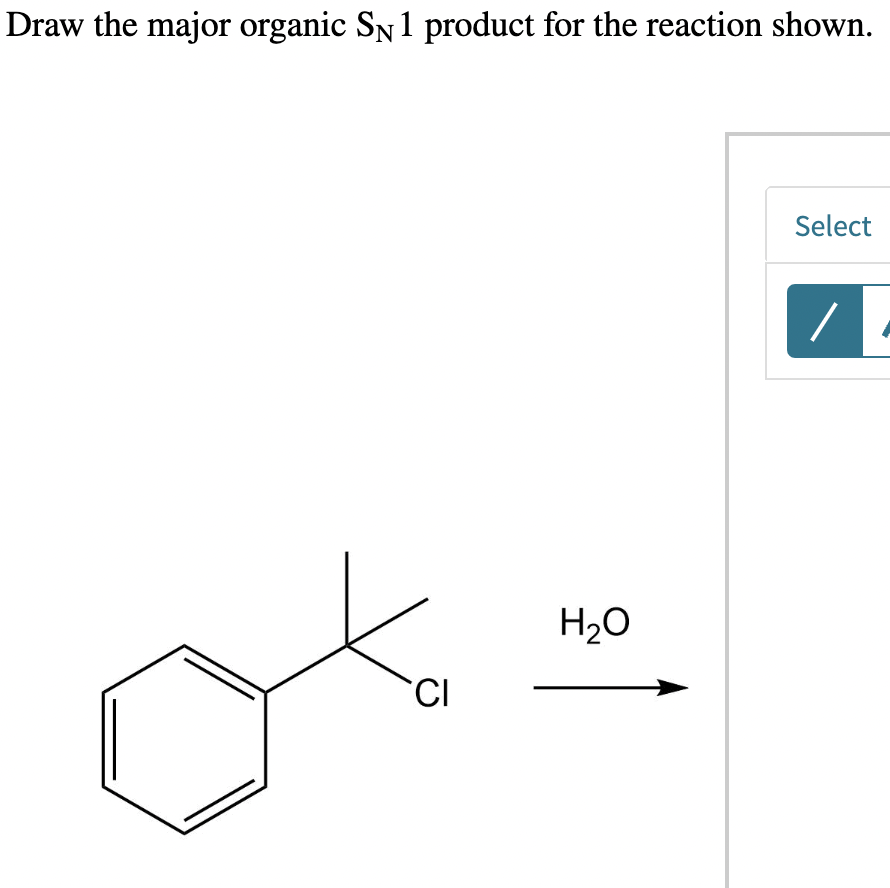 Solved Draw the major organic SN1 product for the reaction