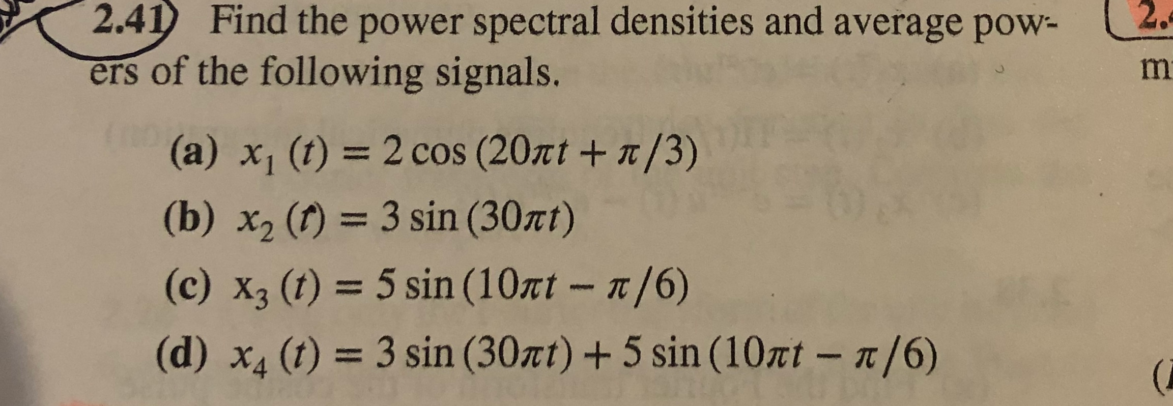 Solved 2.41) Find the power spectral densities and average | Chegg.com