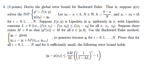Derive The Global Error Bound For Trapezoidal Method Chegg Com