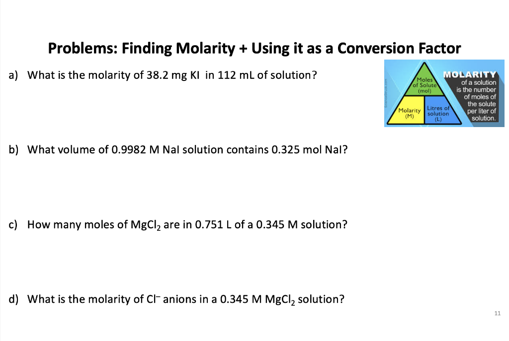 Molarity conversion clearance