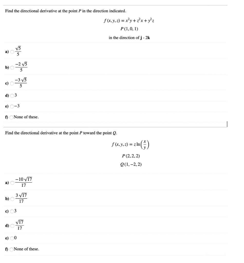 Solved Find the directional derivative at the point P in the | Chegg.com