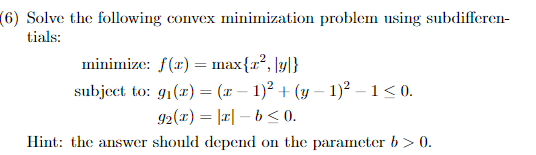 Solved (6) Solve the following convex minimization problem | Chegg.com