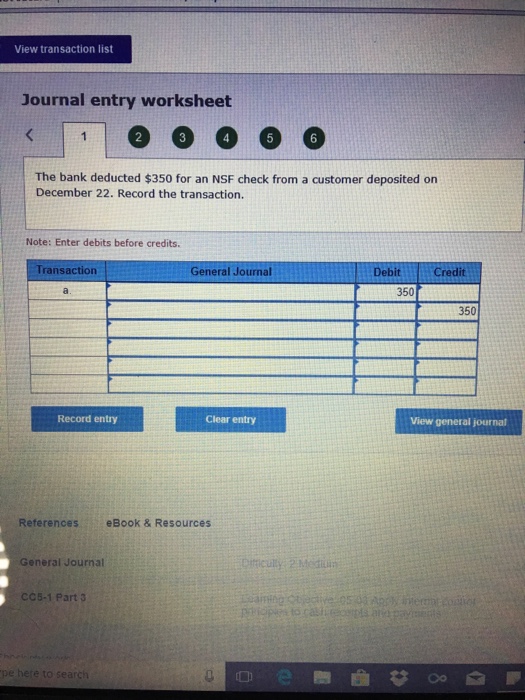 Solved View transaction list Journal entry worksheet The | Chegg.com