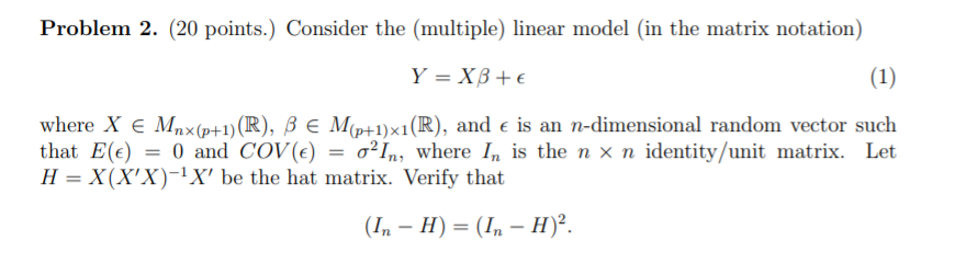 Solved Problem 2. (20 points.) Consider the (multiple) | Chegg.com