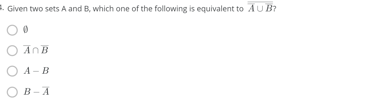 Solved 1. Given two sets A and B, which one of the following | Chegg.com