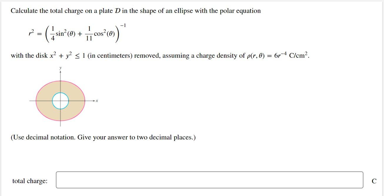 Solved Calculate the total charge on a plate D in the shape | Chegg.com