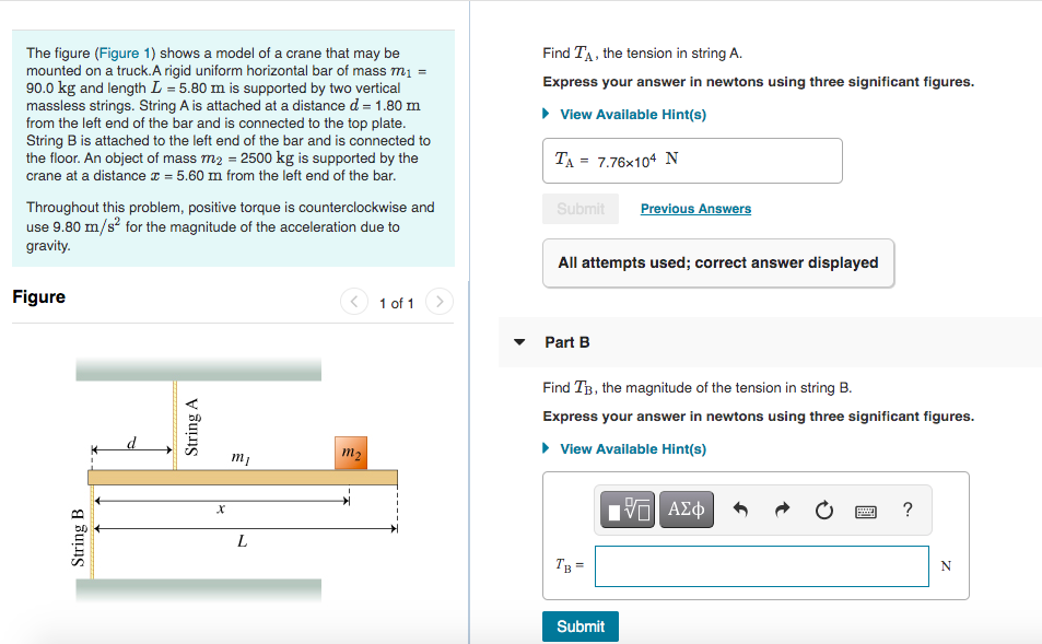 Solved Find TA, The Tension In String A. Express Your Answer | Chegg.com