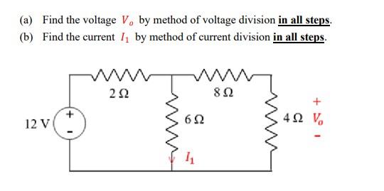 Solved (a) Find the voltage V, by method of voltage division | Chegg.com