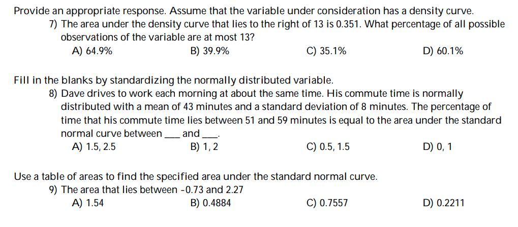 Solved Provide an appropriate response. Assume that the | Chegg.com