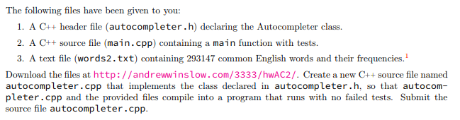 C++ Need help implementing the methods described | Chegg.com