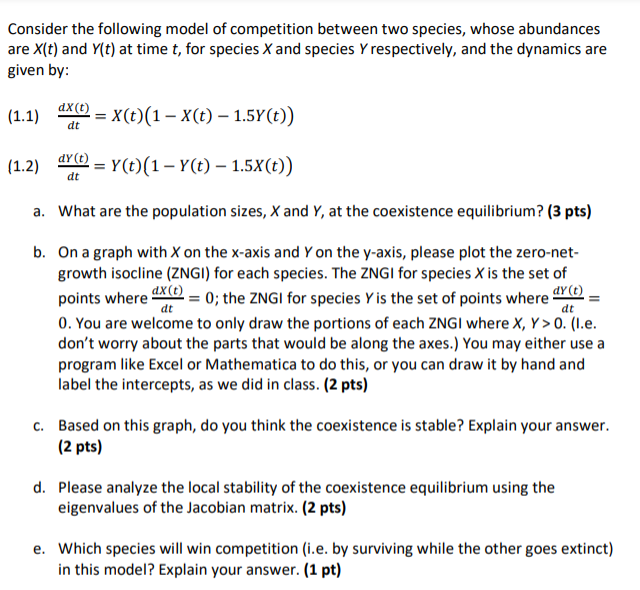 Solved Consider The Following Model Of Competition Between | Chegg.com