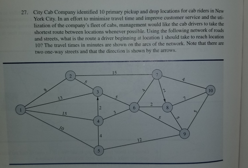 Solved 27. City Cab Company identified 10 primary pickup and | Chegg.com