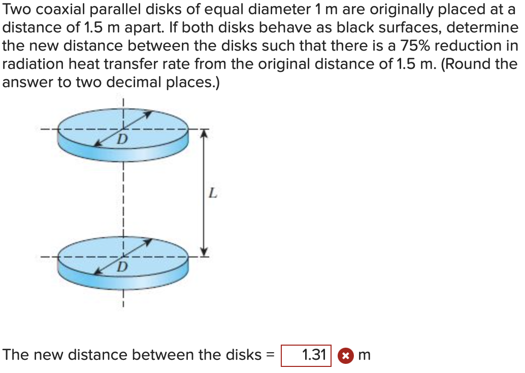 Solved Two Coaxial Parallel Disks Of Equal Diameter 1 M Are | Chegg.com