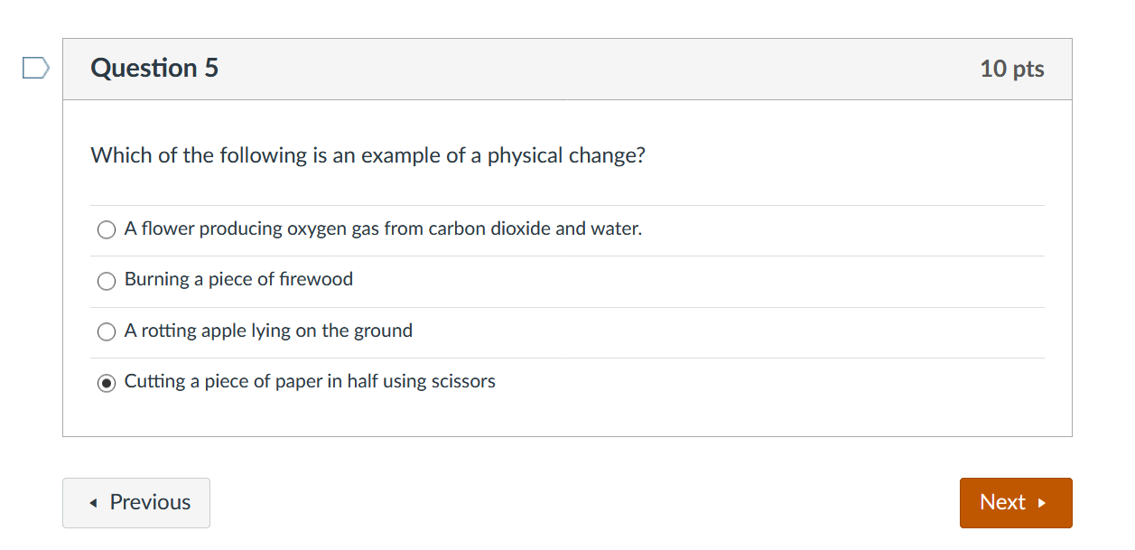 Solved Which of the following is an example of a physical