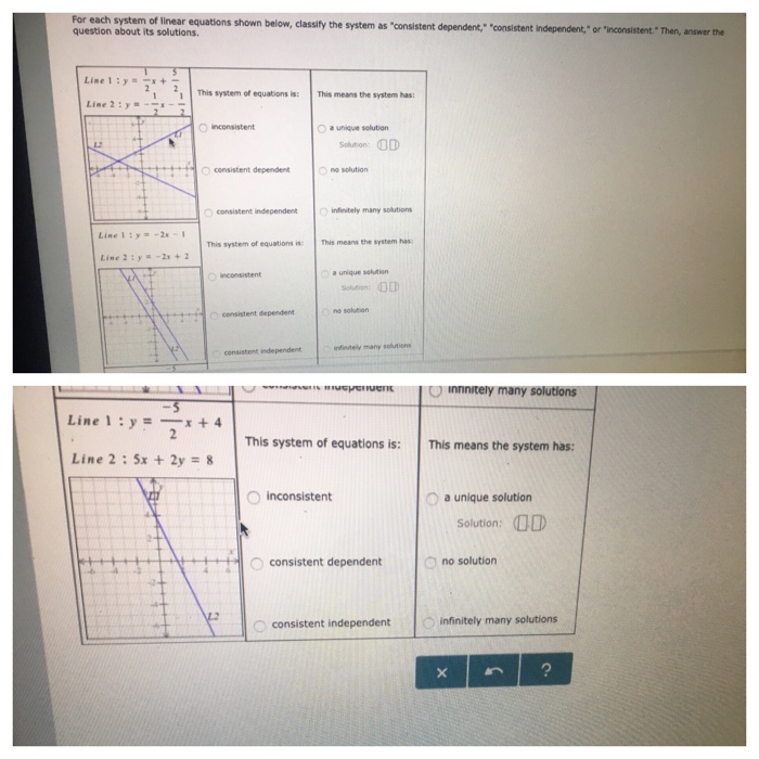 Solved for each system of linear equations shown below chegg