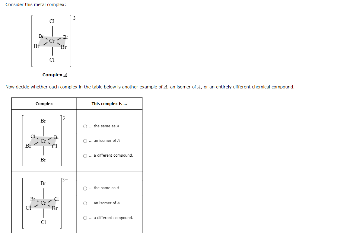 Solved Consider this metal complex: Complex A | Chegg.com