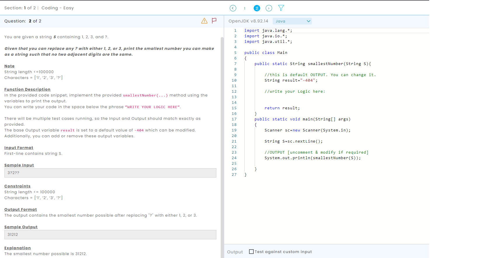 Solved Section: 1 of 2 Coding - Easy o Question: 2 of 2 АР | Chegg.com