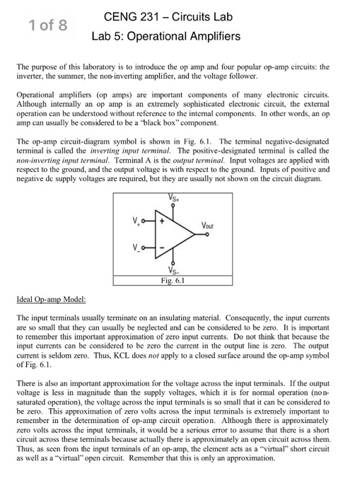 Solved CENG 231 -Circuits Lab 1 of 8 Lab 5: Operational | Chegg.com