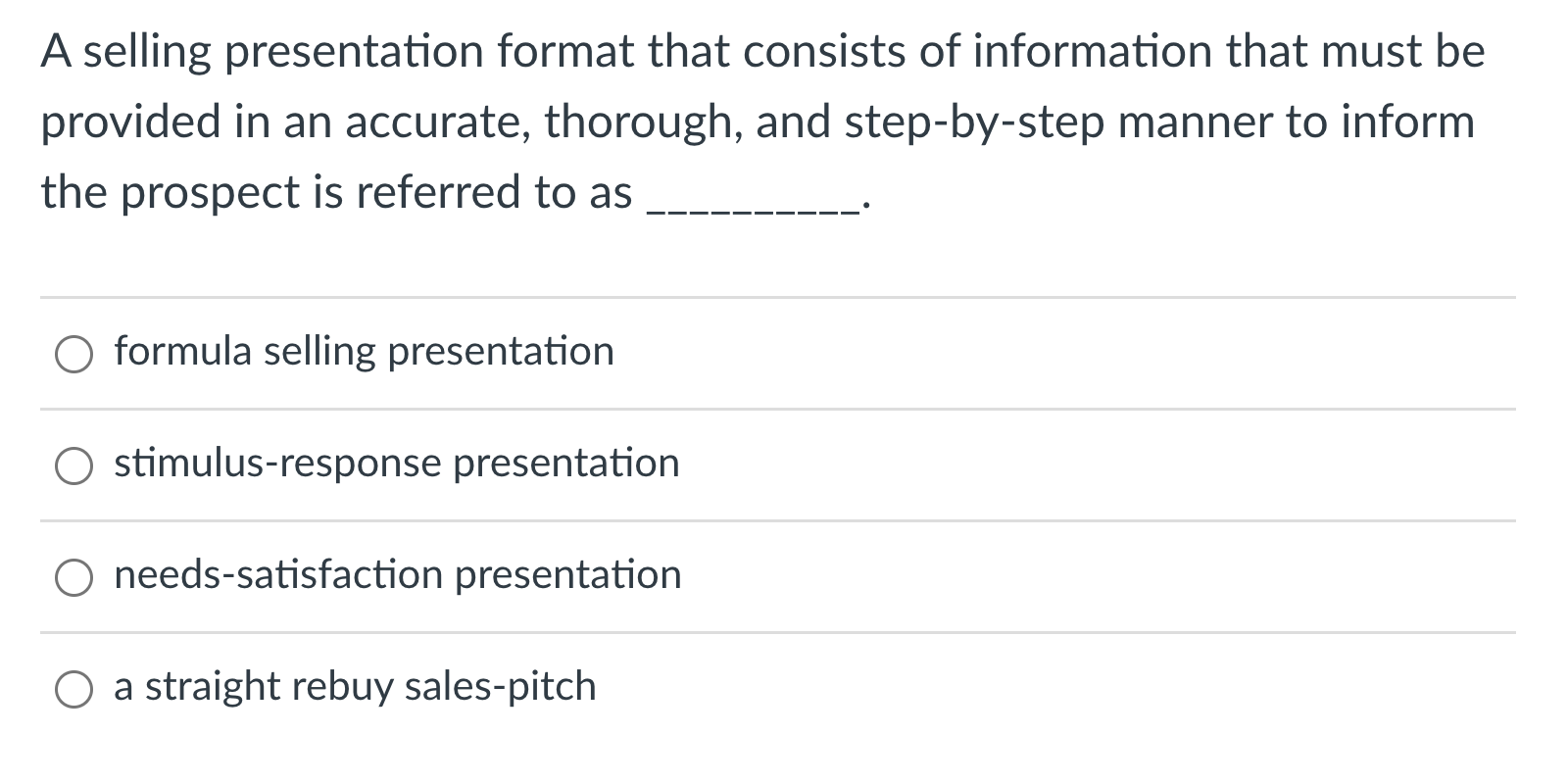 a formula selling presentation is a format that