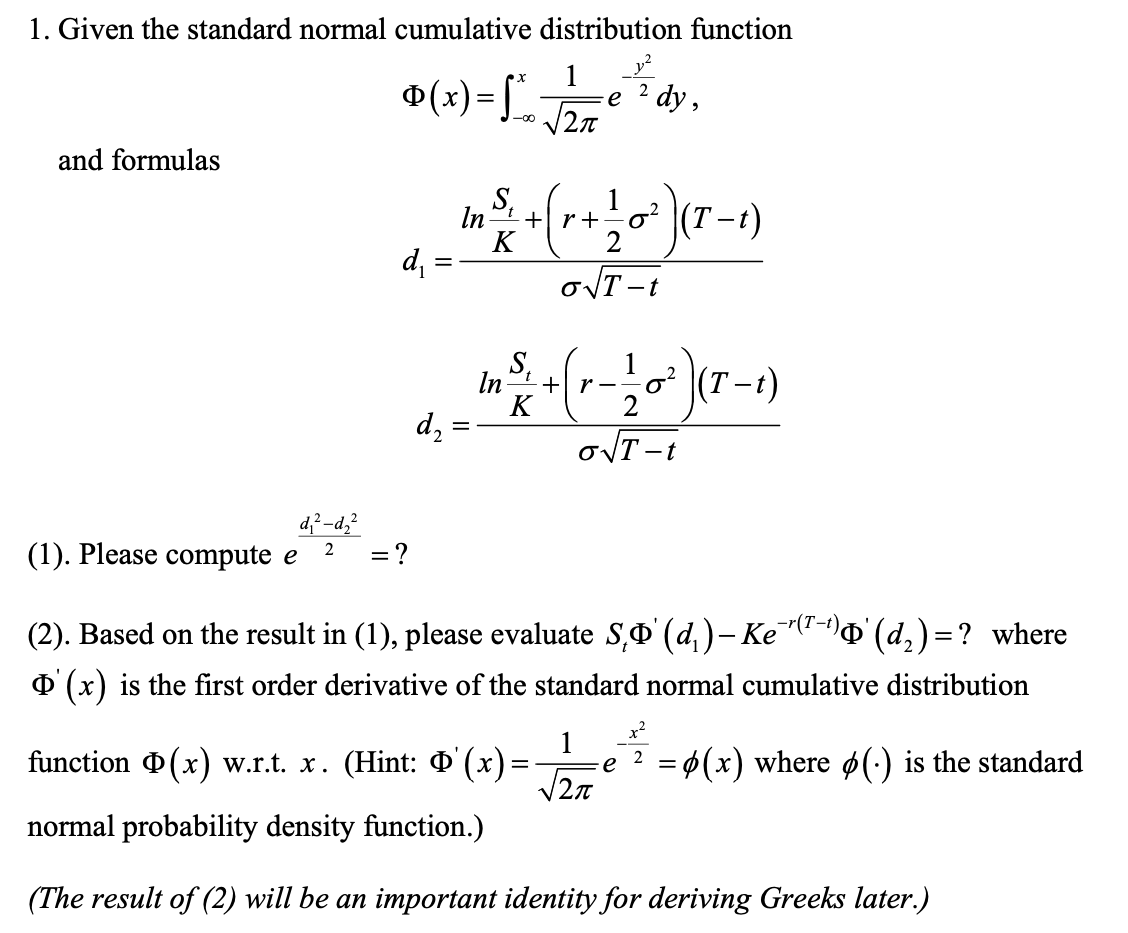 Solved Given The Standard Normal Cumulative Distribution Chegg Com