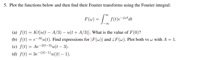 Solved 5 Plot The Functions Below And Then Find Their Fo Chegg Com