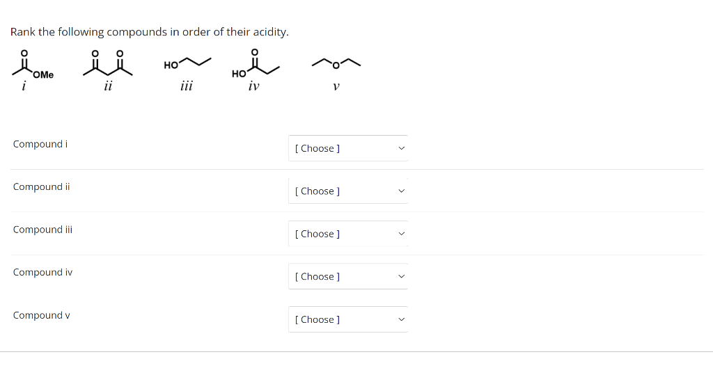 Solved Rank The Following Compounds In Order Of Their