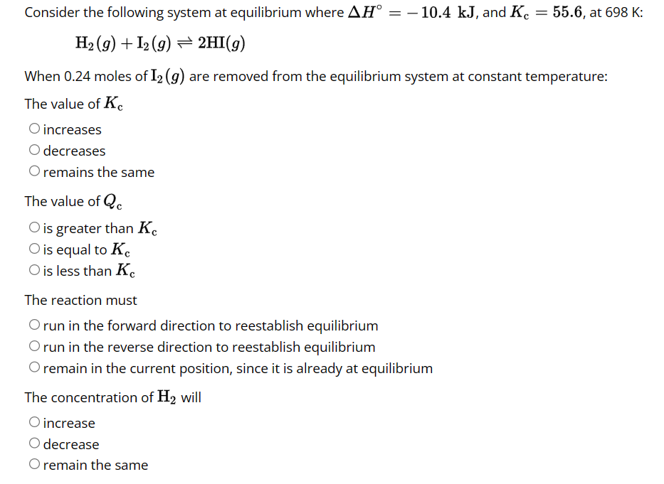 Solved Consider The Following System At Equilibrium Where | Chegg.com