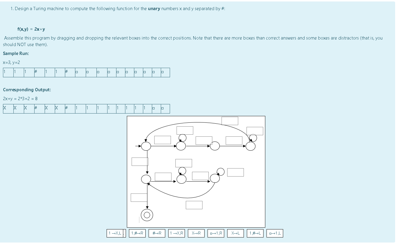 Solved 1. Design a Turing machine to compute the following | Chegg.com