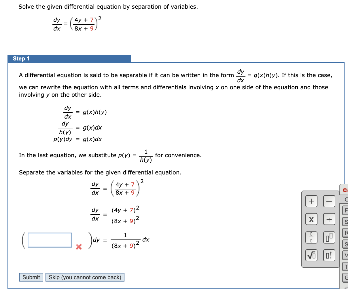 Solved Solve The Given Differential Equation By Separation 2550