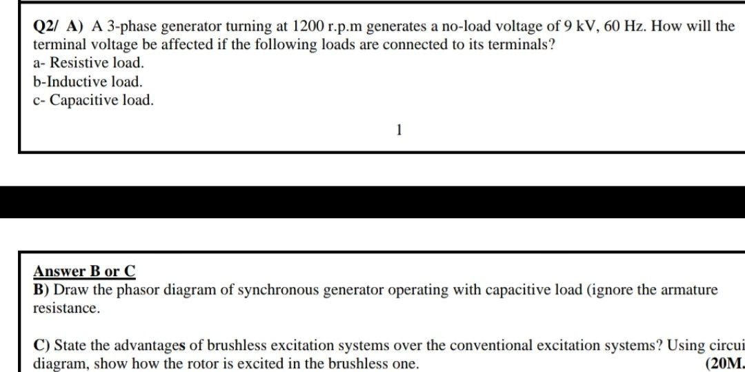 Solved Q2/ A) A 3-phase generator turning at 1200 r.p.m | Chegg.com