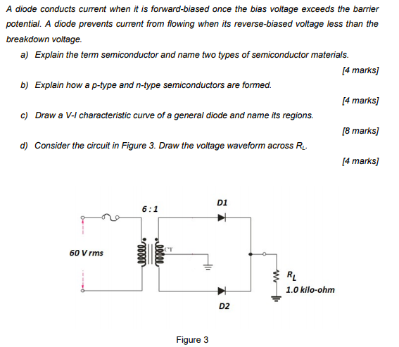 Solved A diode conducts current when it is forward-biased | Chegg.com