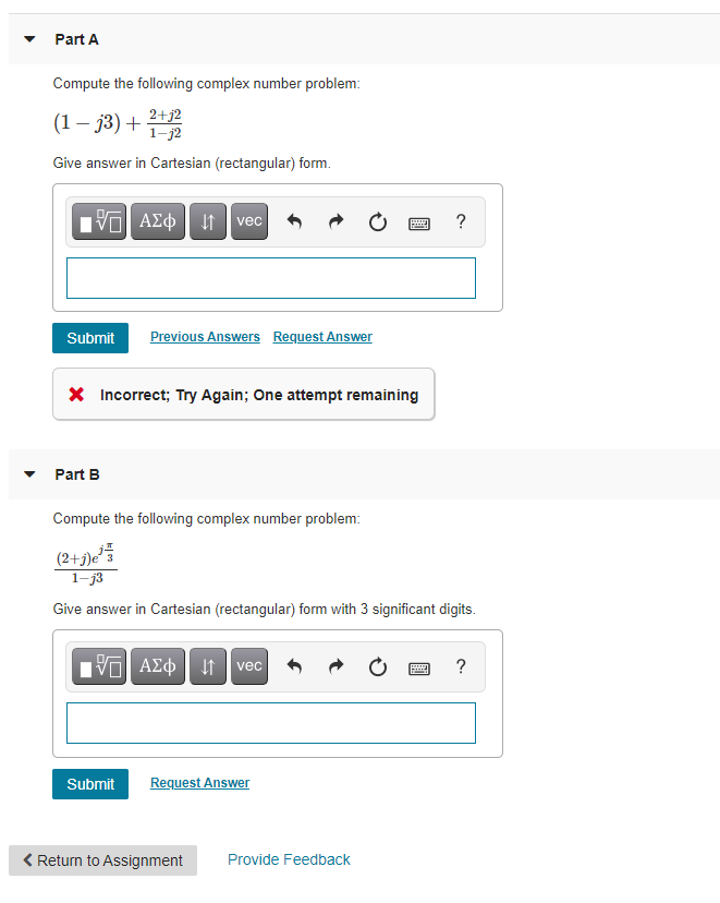 Solved Part A Compute the following complex number problem: | Chegg.com