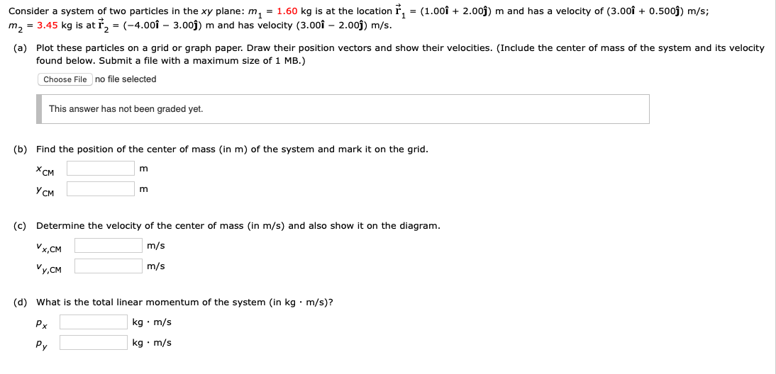 Solved Consider a system of two particles in the xy plane: | Chegg.com