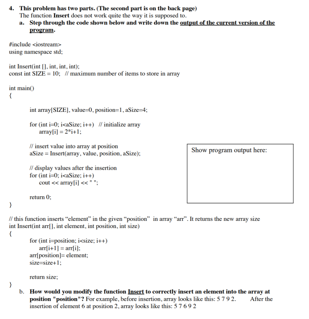 Solved The code is in C++. Show all work with explanations | Chegg.com
