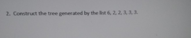 Solved 2. Construct the tree generated by the list 6, 2, | Chegg.com