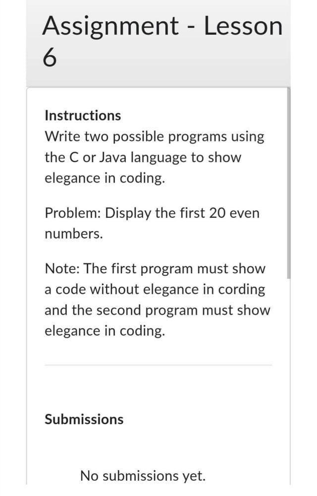 Solved Assignment - Lesson 6 Instructions Write two possible | Chegg.com