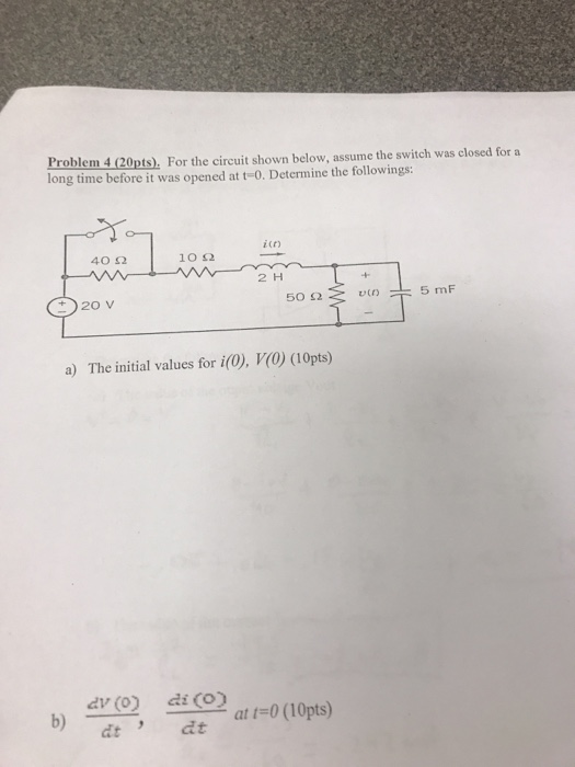 Solved Problem 4 (20pts), For the circuit shown below, | Chegg.com
