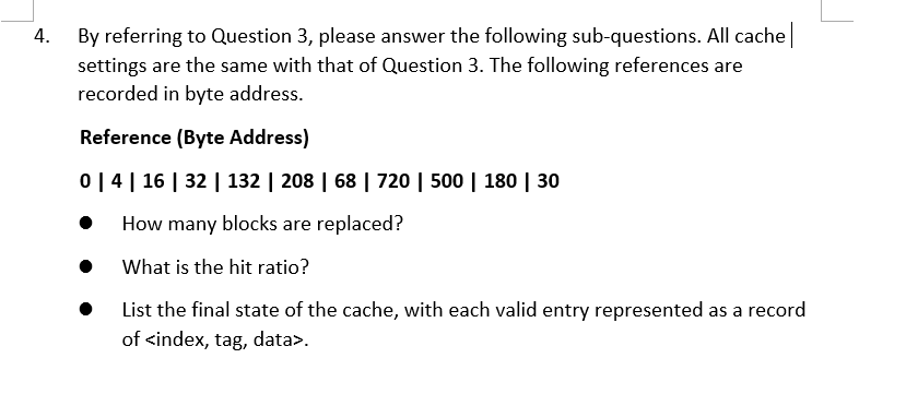 Solved 3. For a direct-mapped cache design with a 16-bit | Chegg.com